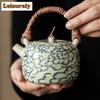 230ml Antique Ru Kiln Rattan Woven Lifting Beam Teapot Aesthetic Pot Tea Maker Kettle with Filter Dahongpao Cha Accessories Gift