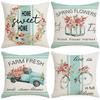 Home Spring and Summer Pillow Case Flowers Truck Bicycle Nordic Style Sofa Pillow Waist Back Cushion