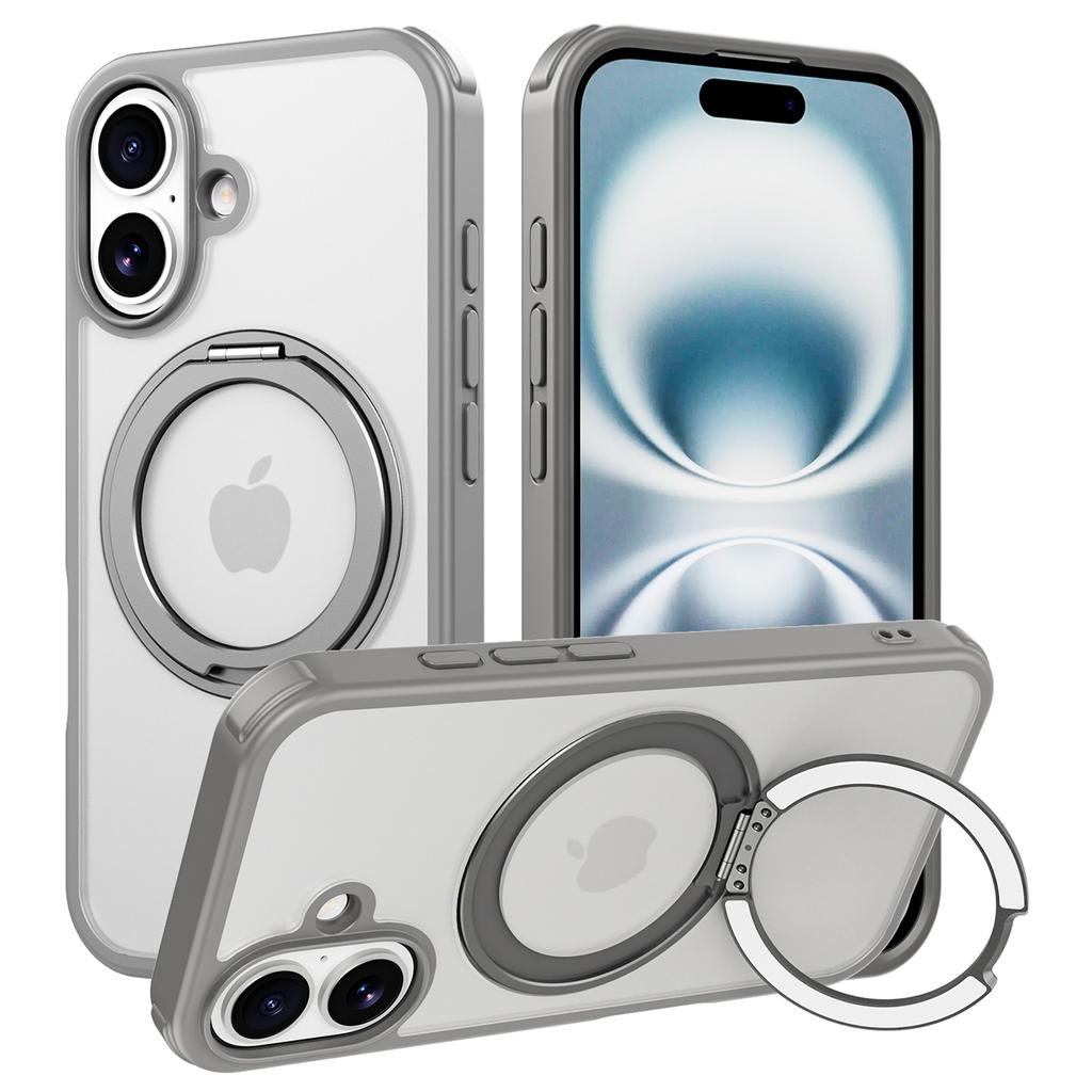 For iPhone 16 Case Compatible with MagSafe Ring Kickstand TPU+PC Back Cover