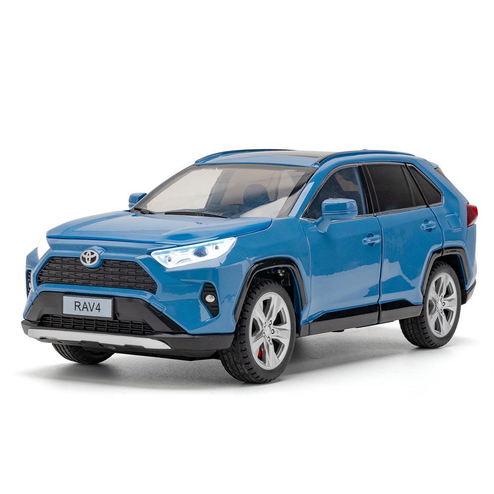 1:24 RAV4 Внедорожник Литой сплав Модель игрушечного автомобиля Звук и свет Детская игрушка Коллекционные предметы Подарок на день рождения