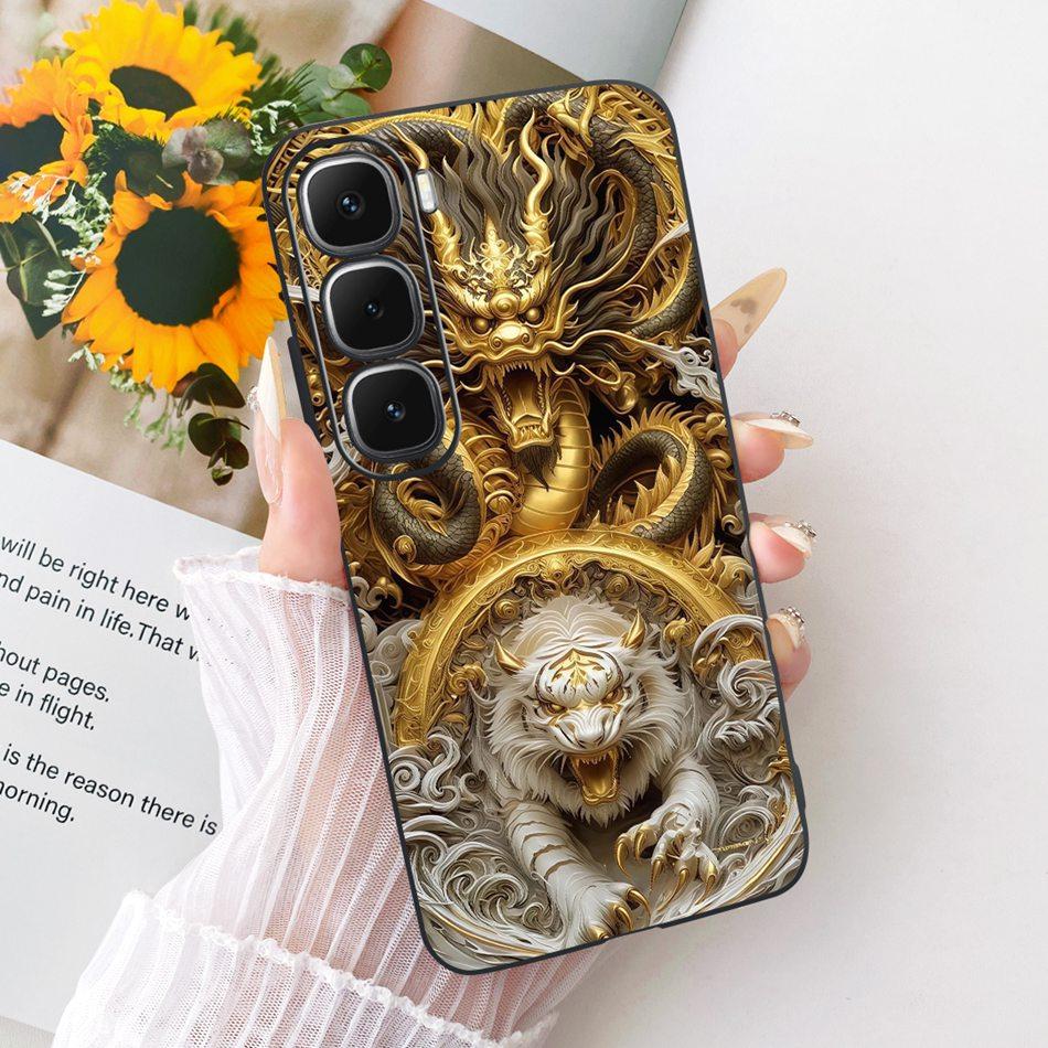 Для Infinix Hot 60 60i 4G X6728 X6726 Чехол для телефона с рисунком «Крутой Дракон Тигр» Для Hot60 Hot60i 4G Черный Силиконовый Мягкий Чехол Бампер