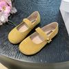 Mary Jane Women's Autumn 2025 New Retro Yellow Flat Bottom Round Head with Velcro Flat Bottom Single Shoes Women