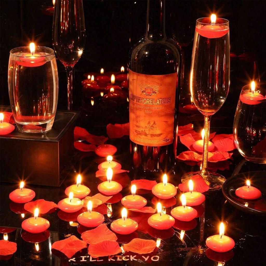 6/10/16pcs Romantic Unscented Floating Candles DIY Round Decor Party Supplies for Dinners Anniversary Weddings Valentines Events