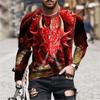 Осенняя мужская одежда, футболка с длинным рукавом и круглым вырезом, модные футболки с 3D элементами ужасов, графикой черепа, повседневные уличные топы y2k