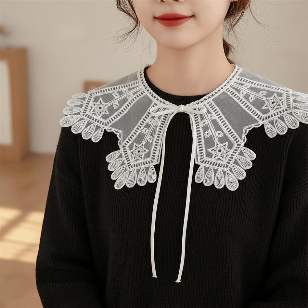 Ретро Накидка Кружевная Поддельный Воротник С Вырезами Накидка Вязаный Шарф-Накидка Корейский Стиль Шарфы Крючком Цветочные Шарфы Аксессуары