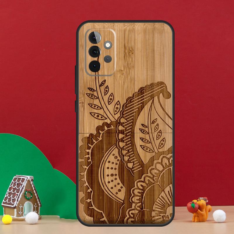 Чехол с принтом животных из натурального бамбука для Samsung Galaxy A55 A52 A32 A12 A33 A06 A16 A26 A36 A56 A15 A53 A13 A34 A54 A14 A17