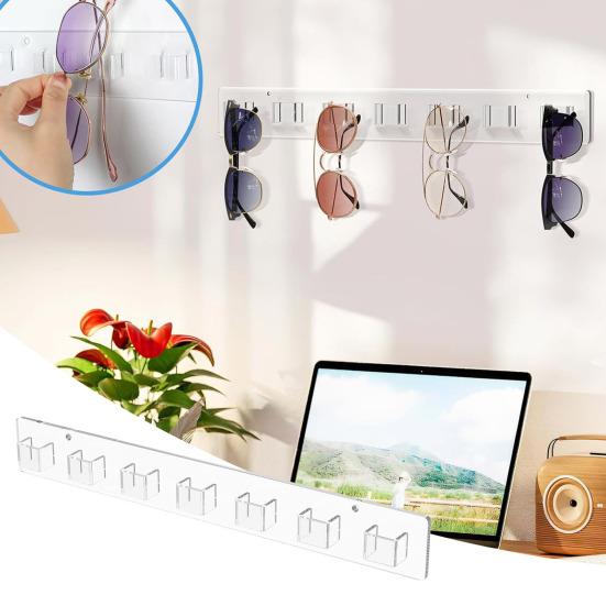 Настенный держатель для очков, органайзер для солнцезащитных очков, простая установка, экономящая место прозрачная акриловая стойка для хранения солнцезащитных очков