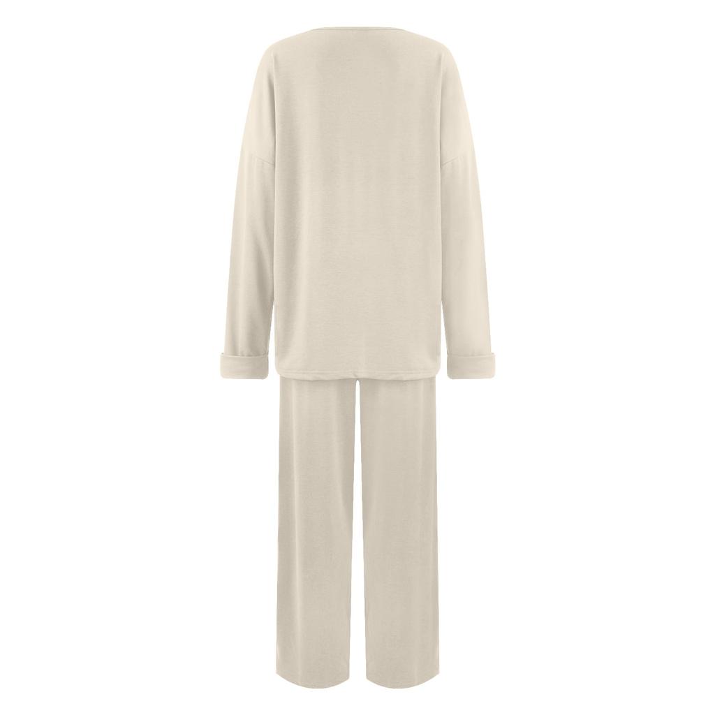 Женская мода повседневная с длинным рукавом широкие длинные брюки комплект из двух частей свитшот с длинным рукавом