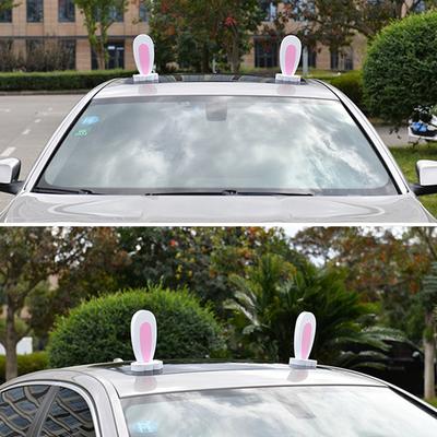 2X Украшение крыши автомобиля Внешние украшения Модификация автомобиля Личность Милый мультяшный экстерьер автомобиля Кроличьи уши Украшения в виде кошачьих ушей