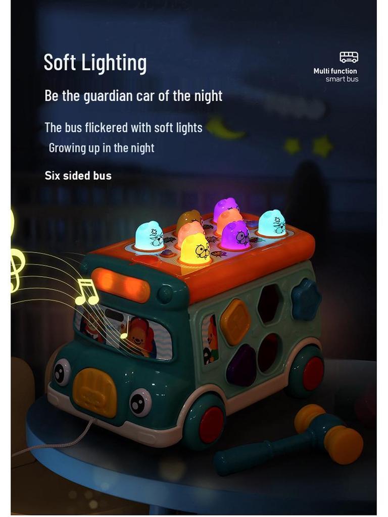 705 Kids' Whack-a-Mole Cartoon Bus: Bilingual Car Whacking Game