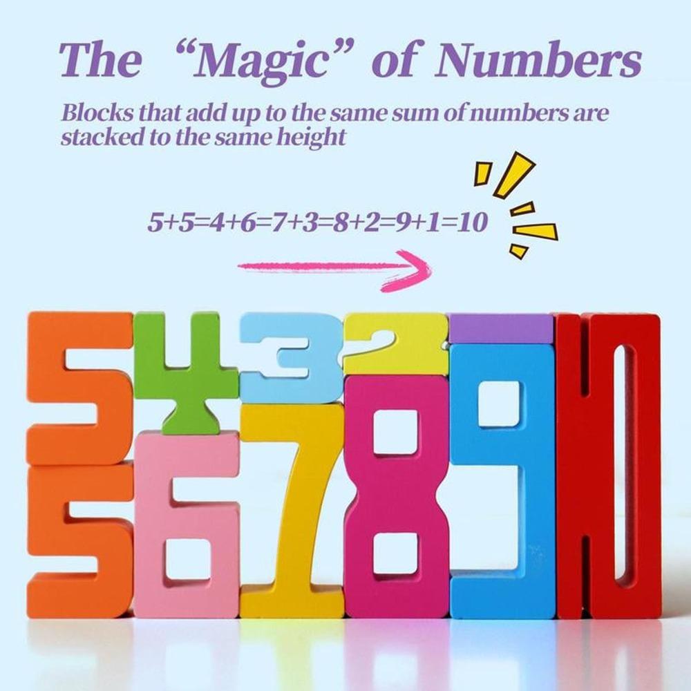 Wooden Number Building Block Early Education Counting Toy New Stacking Games Toys  For Kids