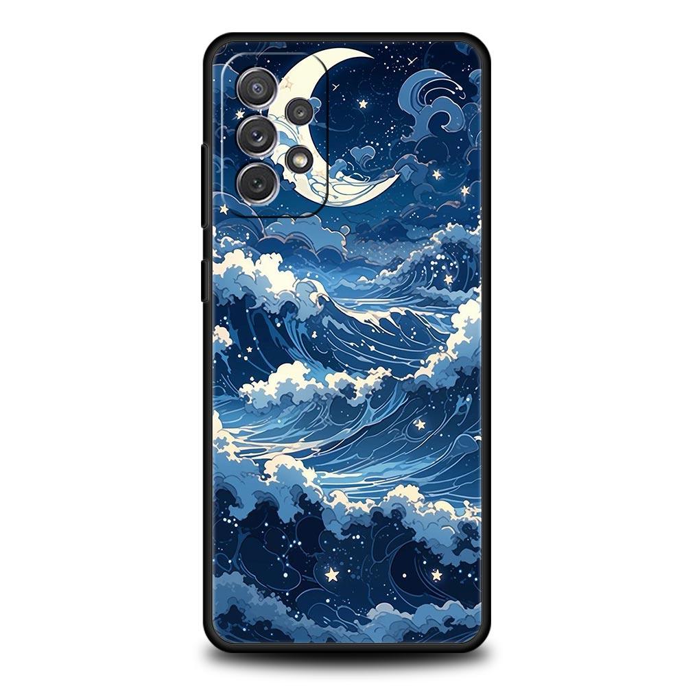 Чехол в стиле комиксов "Луна и Облака" для Samsung A57 A37 A51 A71 A21S A17 A11 A15 A25 A41 A23 A33 A53 A73 A07 A05S A13 A35 A55 5G