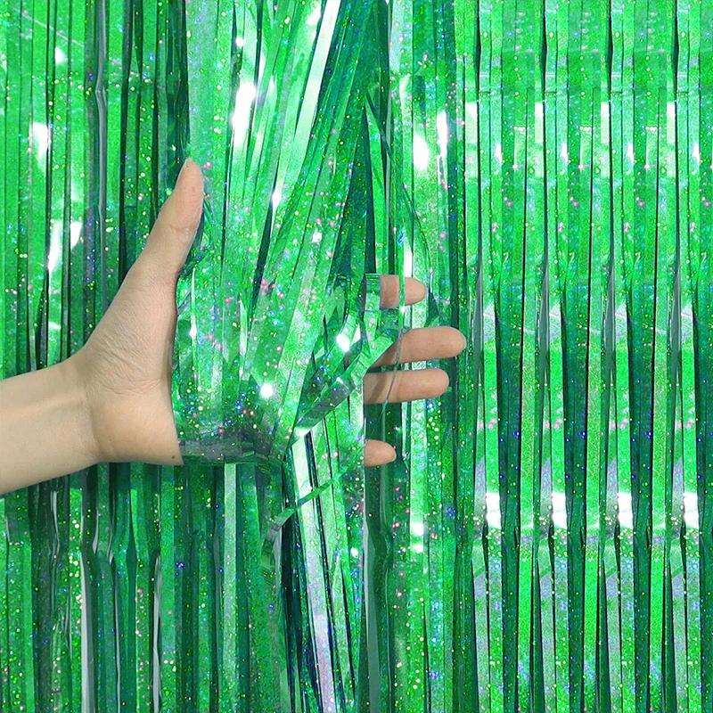 2/3M Party Background Wedding Decoration Foil Fringe Curtain Sequin Bachelorette Photo Backdrop Wall Curtain Birthday BabyShower