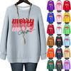Ladies' Christmas Printed Round Neck Long Sleeved T-shirt Sweatshirt Top