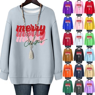 Женская рождественская футболка с круглым вырезом и длинными рукавами