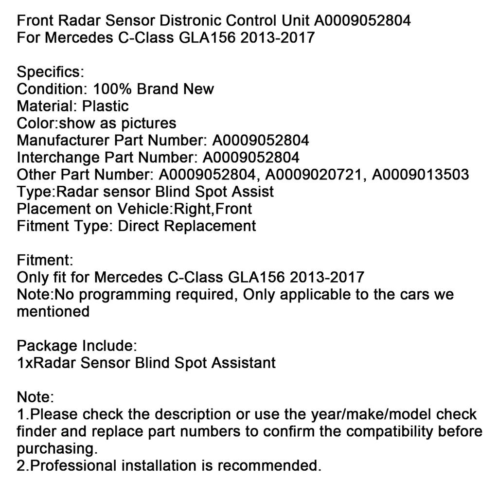 Блок управления передним радарным датчиком A0009052804 для Mercedes C-Class GLA156 13-17
