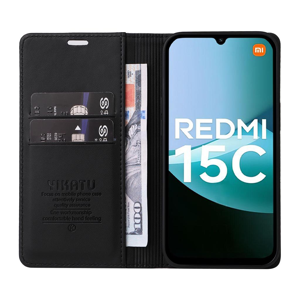 Для Xiaomi Redmi 15C 4G (Глобальный) (171 мм)/Poco C85 4G (171 мм) Чехлы для телефонов YIKATU Магнитная застежка PU кожа Мобильный чехол
