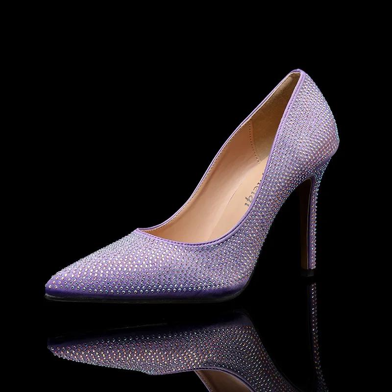 Новые высококачественные женские туфли, модный стиль, туфли на высоком каблуке Water Diamond, женские туфли на тонком каблуке с острым носком, туфли на высоком каблуке с неглубоким носком