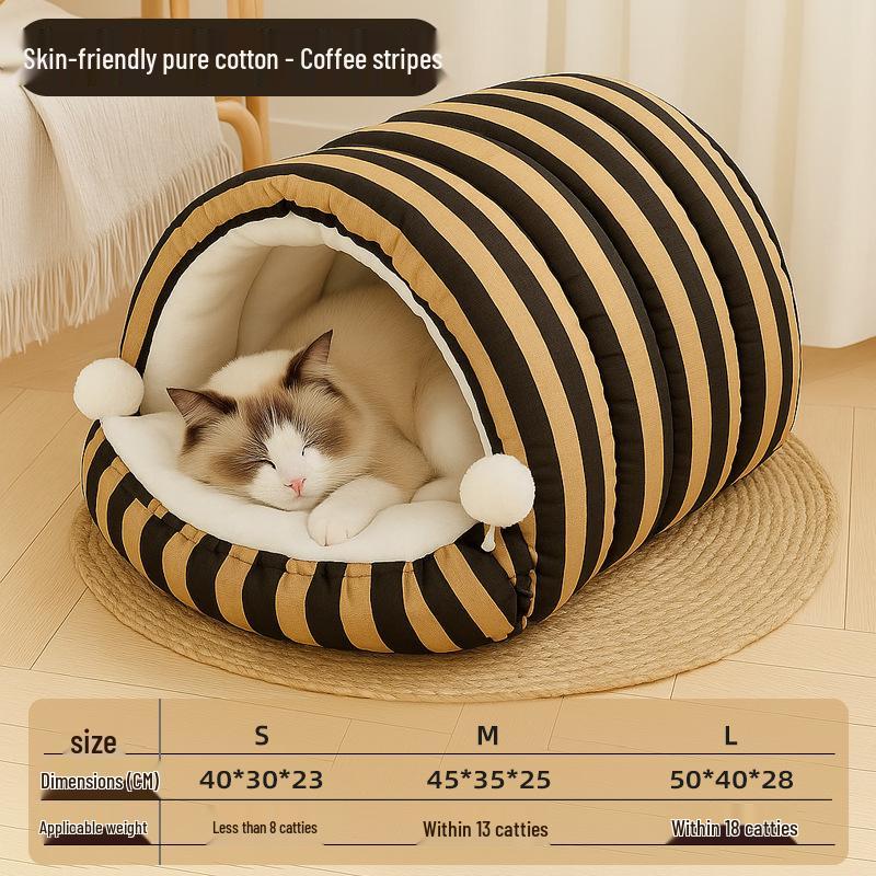 Cute Caterpillar Cat Bed Warm Sofa for Small Pets - Ideal for Autumn/Winter
