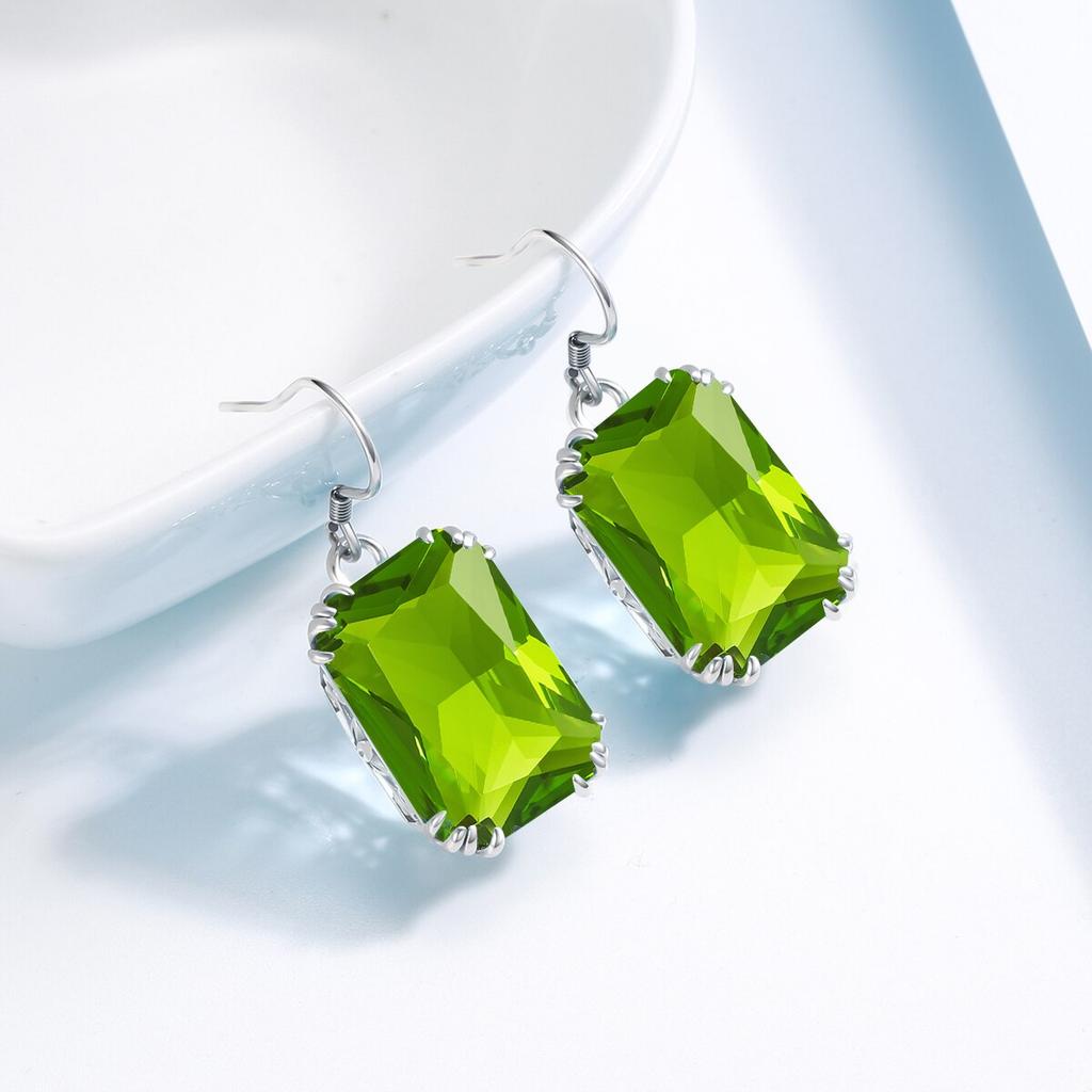 High Quality Woman Jewelry Silver 925 Earrings For Women Elegant Peridot Drop Earrings Anniversary Party Gift Female