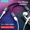Двойной адаптер-сплиттер 2-в-1 для наушников Lightning, адаптер для аудио и зарядки для iPhone X/8/8 Plus/7/7 Plus, аксессуары для телефонов