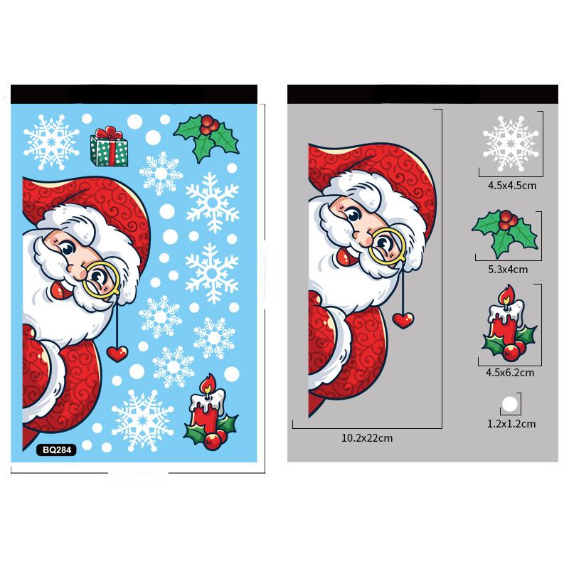 Christmas Decoration Window Stickers Cartoon Elk Santa Claus Snowman Xmas Mirror Stickers Merry Christma Sticker New Year