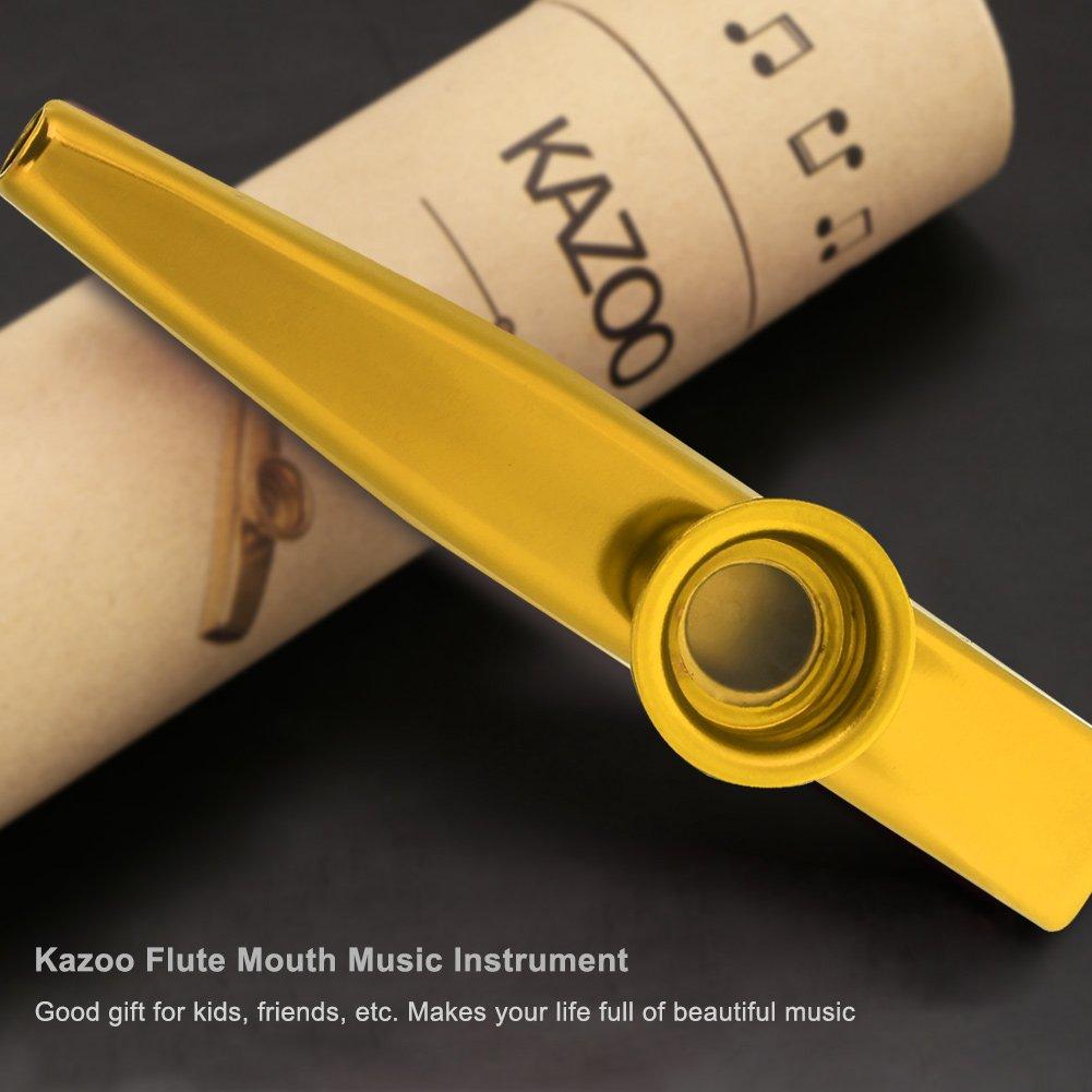 Kazoo Instrument for Music Lovers Aluminum Kazoo Kazoo Humming Whistle Instrument That Can Be Played Solo Band Party Accompaniment Whistle (Gold)