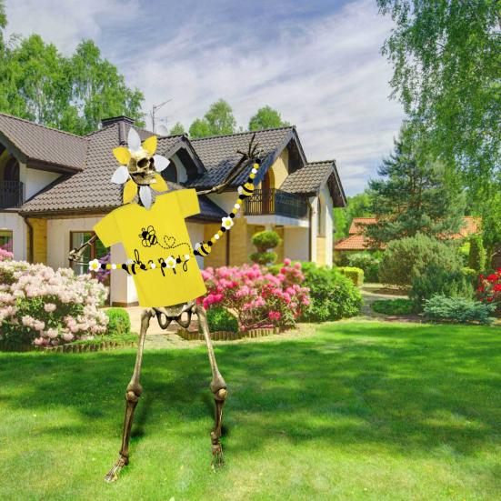 12ft Memorial Day Skeleton Clothing Accessories Patriotic Independence Day Skeleton Costume Set for 4th of July Decoration