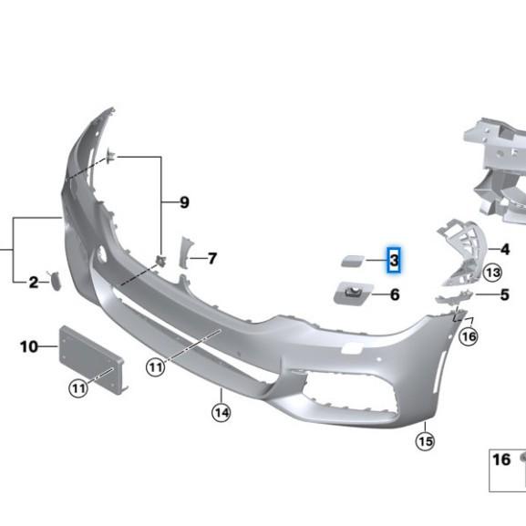 Накладка на омыватель переднего бампера BMW 5 серии G30 (51118069077/51118069078)