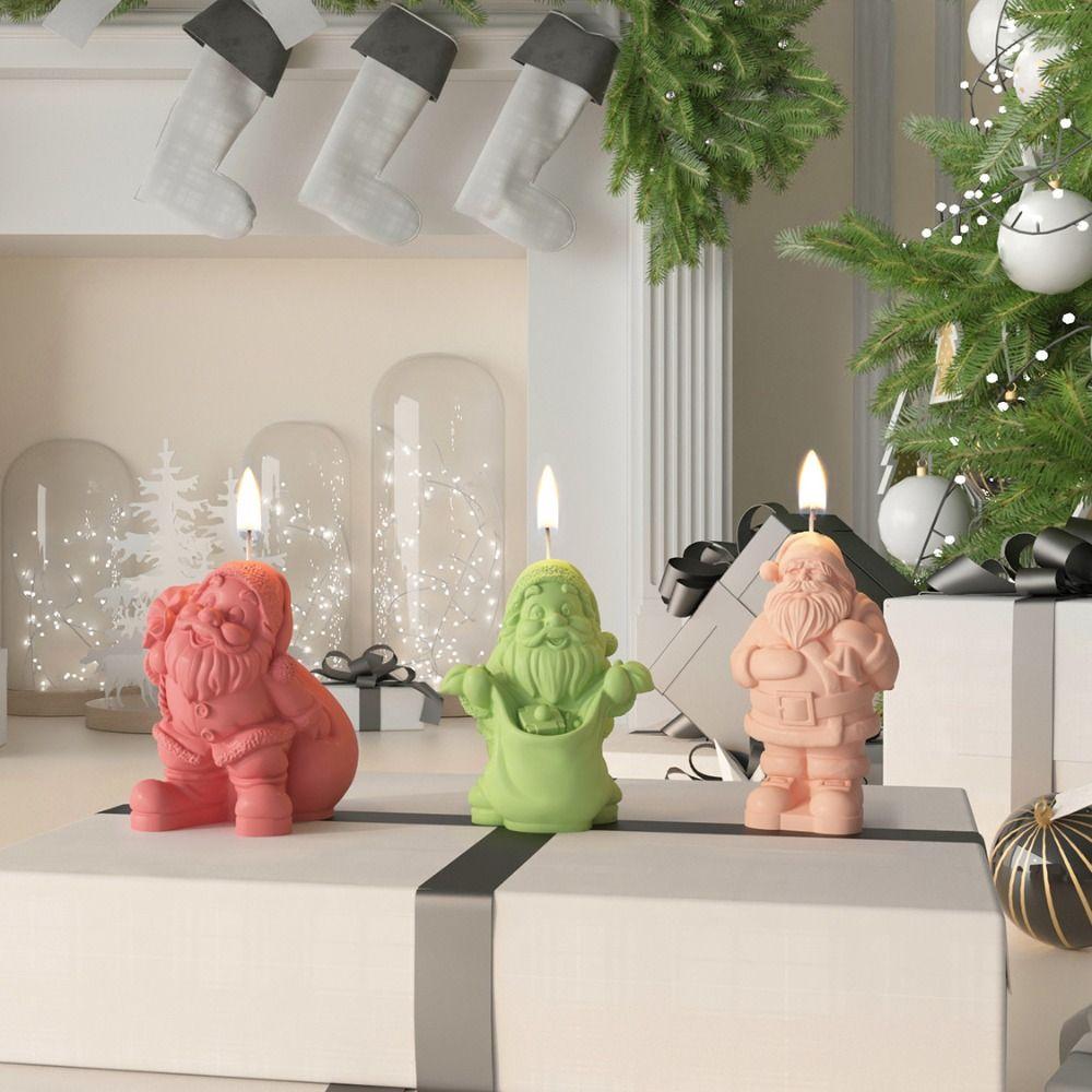 Белые силиконовые формы для свечей Санта-Клауса, силиконовая форма для мыла, новая форма для свечей