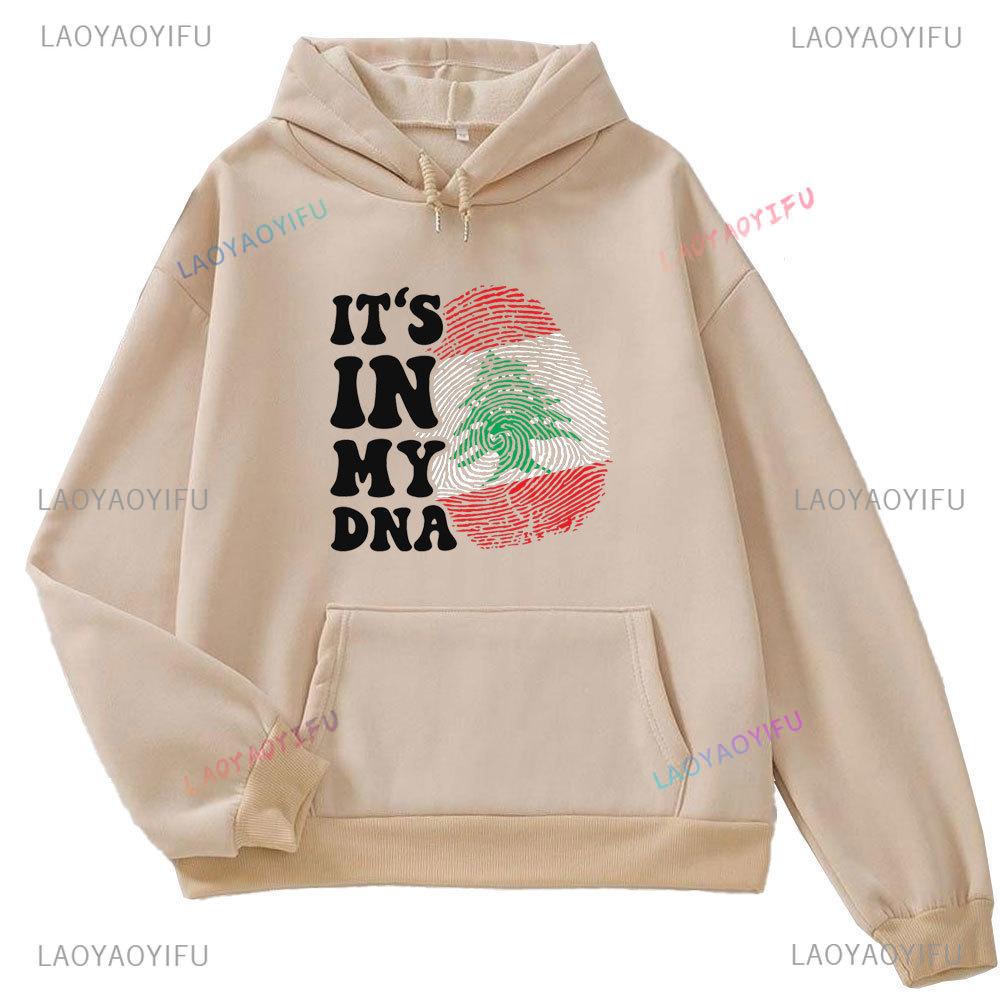 Это Не Моя ДНК Флаг Ливана Карта Мужская Толстовка с Длинным Рукавом Осень/Зима 2024 Графический Принт Карты Ливана Осенняя Толстовка