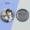 58 мм значки персонажей аниме «Атака титанов»: Лазерные нагрудные значки с железным покрытием Капитан Леви, Эрен, Микаса, идеально подходят для аксессуаров и украшений для косплея