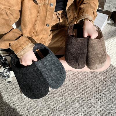 Модные новые замшевые тапочки женские с круглым носком, плоские шлепанцы для улицы, повседневные мюли, женская удобная обувь на толстой подошве, полутапочки для женщин