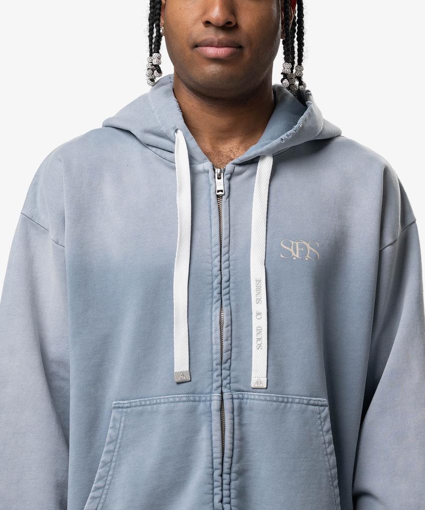 Sound Of Sunrise Sun Faded Like Zip-Up Hoodie Light Blue