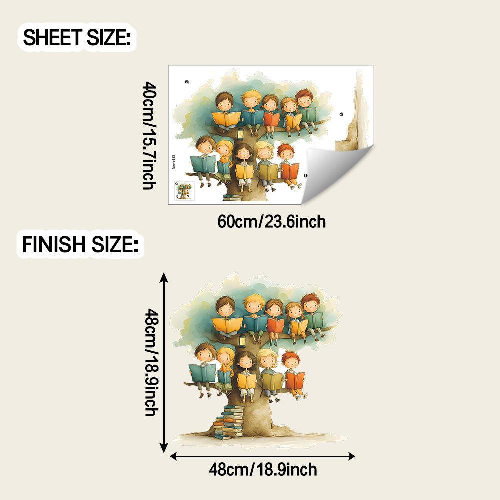 Children's Home Decoration and Beautification Wall Stickers for Reading On The Painted Cartoon Tree
