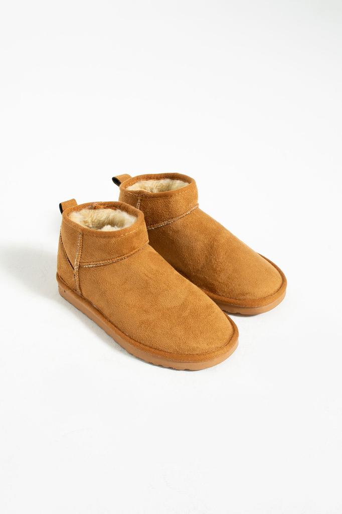 Men's Fashion Suede Flat Heeled Boots Bootie Ultra Mini Tan Suede Ankle Boots with Hairy Inside Flat Sole Shoes