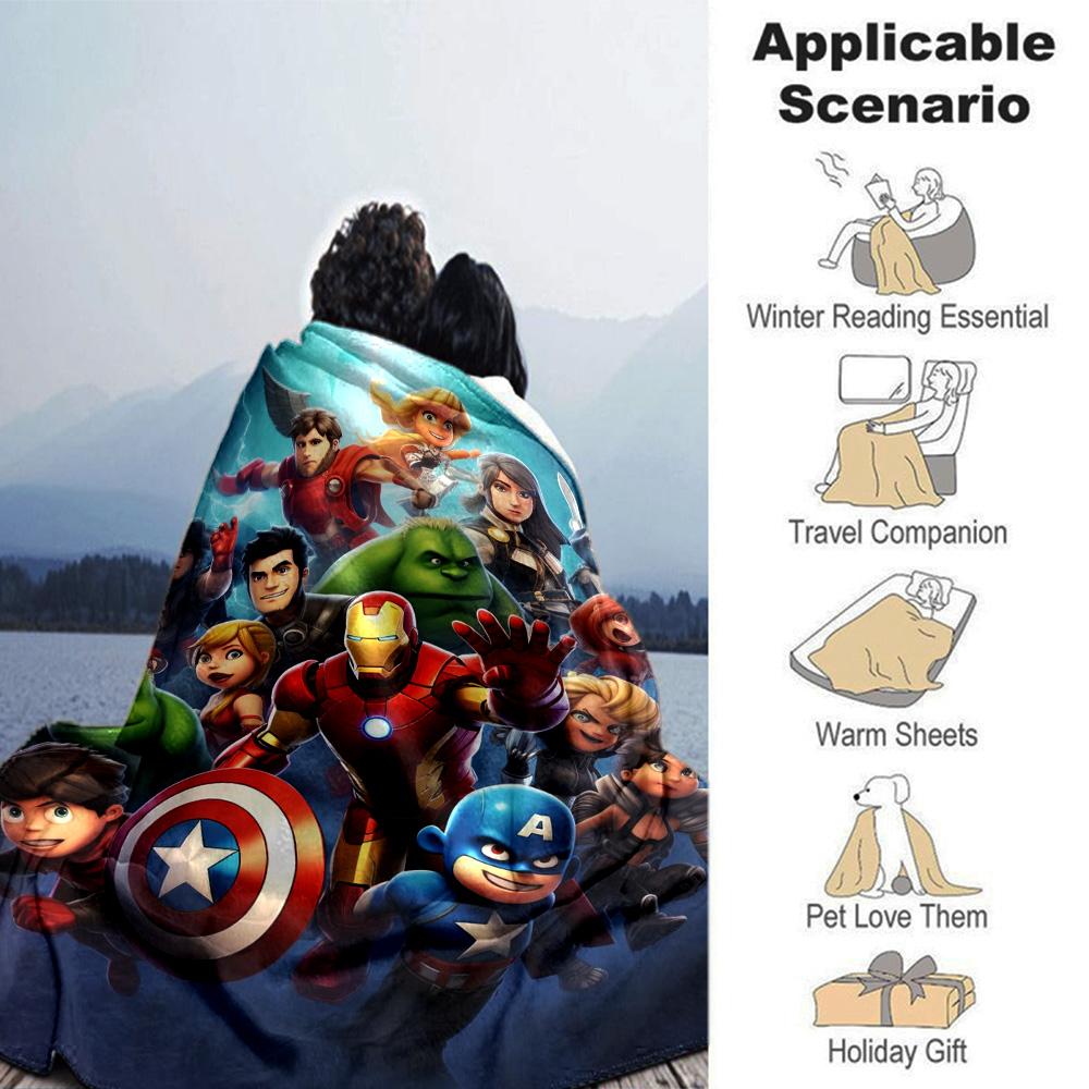 Superhero Adventure Flannel Blanket Super Soft Warm Cozy Blanket For Sofa Bed Office Travel Allseason Home Decor Gift