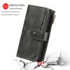 For iPhone 17 Pro Max Phone Case PU Leather Zipper Wallet Detachable Cover