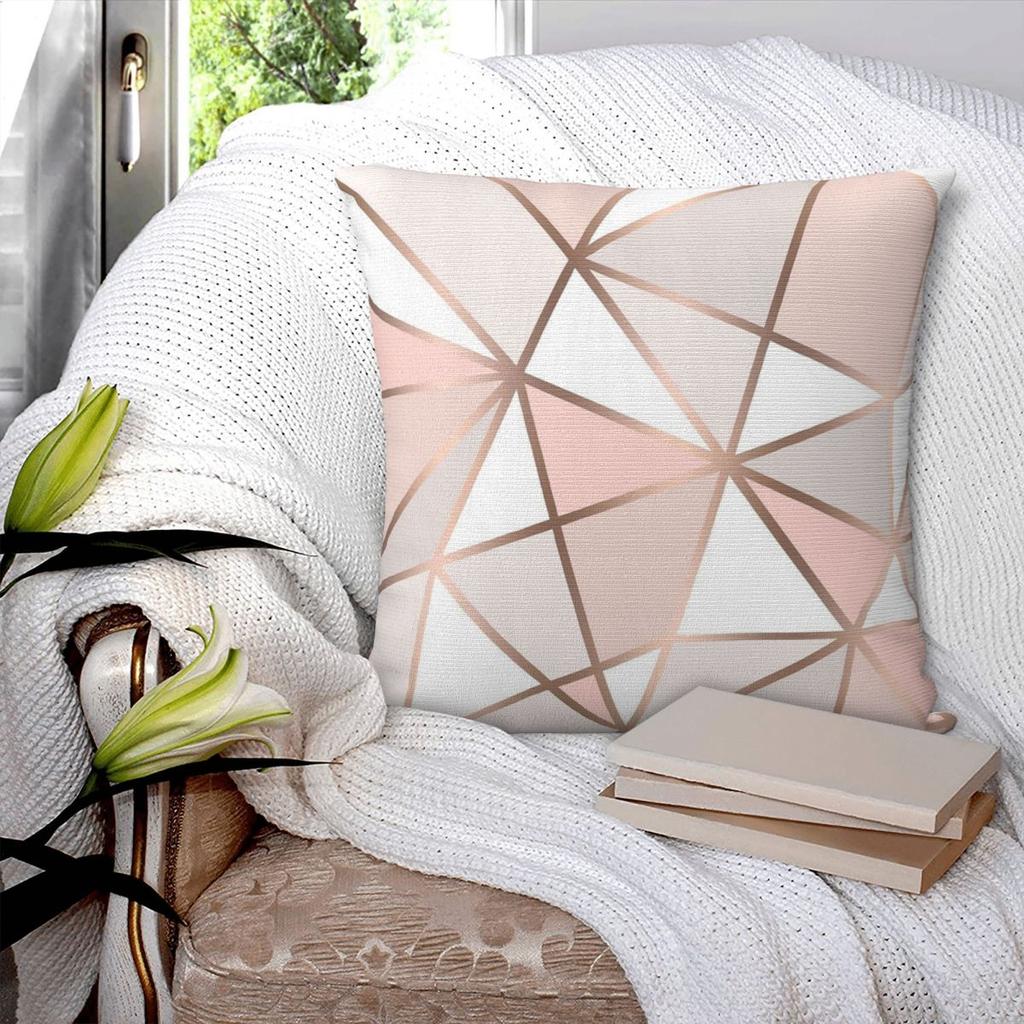 Pink Grey Gold Geo Wall Tapestry Square Pillowcase Pillow Cover Cushion Decor Comfort Throw Pillow for Home Living Room
