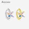 925 Sterling Silver Hoop Earrings Gold Plated Ladies Earrings Irregular Cubic Zirconia Engagement Fine Jewelry