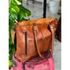 Women's Genuine Reliable Goat Leather Tote Shopping Handmade Bag