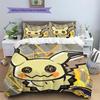 Pikachu Patterned Pillowcase & Duvet Cover Set Bedroom Bedding Perfect Gift for Anime Admirers.-TING