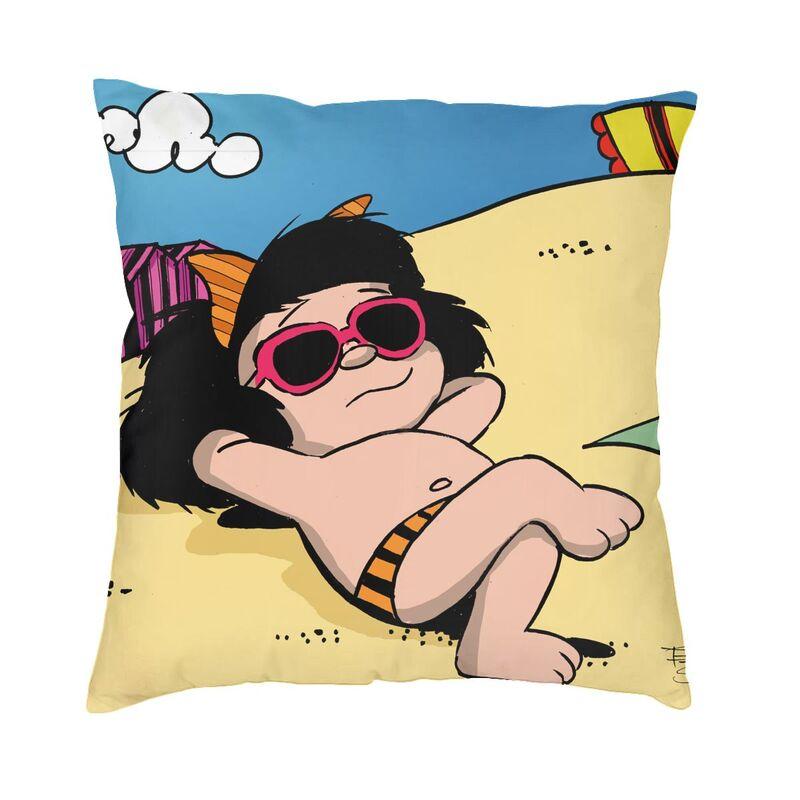 Happy Mafalda Square Pillow Cover Decoration Argentina Manga Quino Comic Cushion Cover Throw Pillow Sofa Doublesided Printing