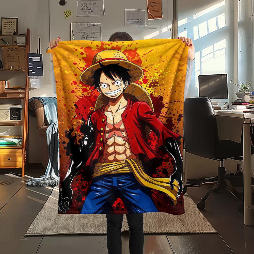One Piece Anime Epic Illustration Flannel Blanket, High quality Comfortable for All Seasons, Home Decor, Warmth and Comfort