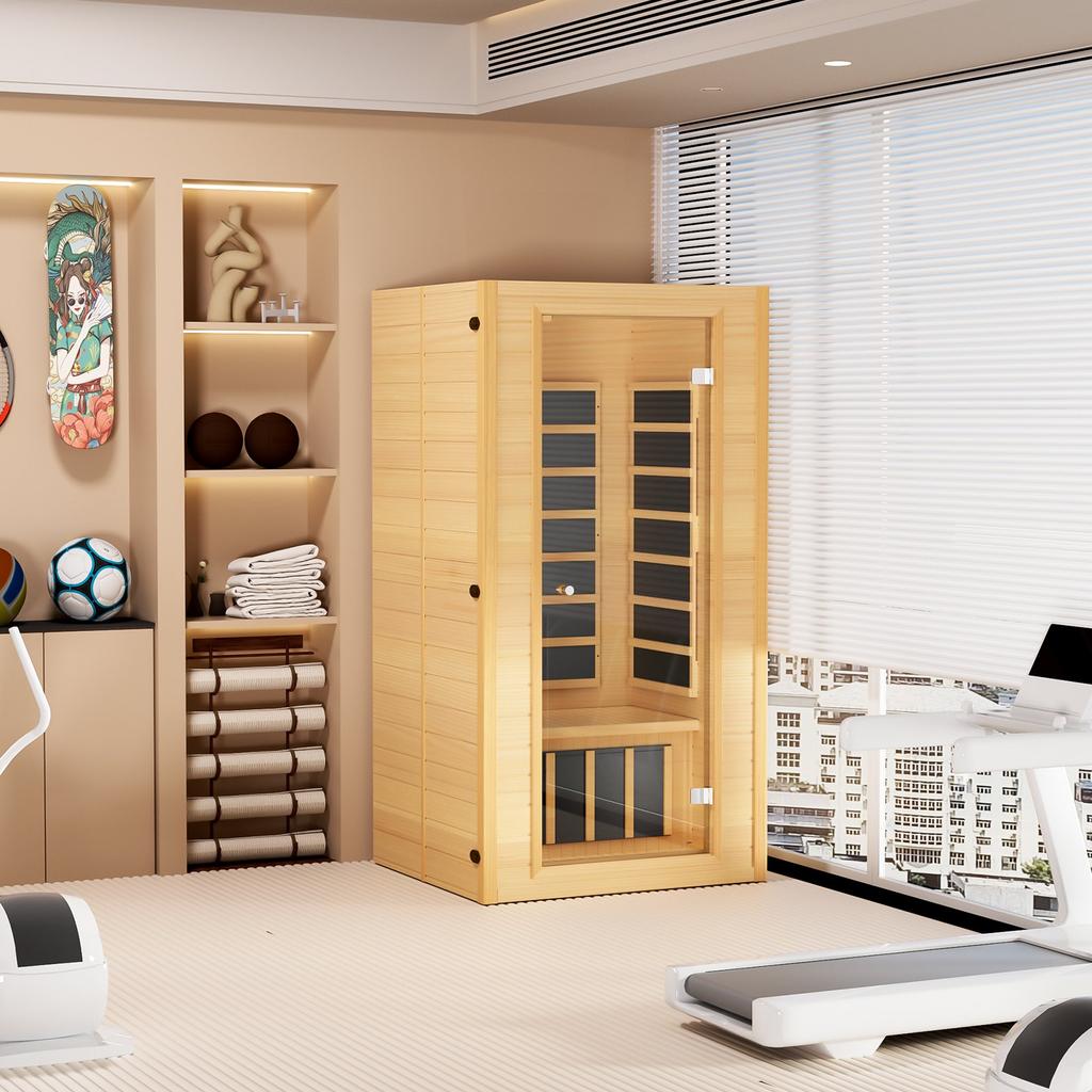 VEVOR Far Infrared Wooden Sauna, Room Home Sauna Spa for 1 to 2 Person