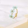 Colorful Flowers Open Ring Stainless Steel Finger Jewelry Fashion Flower Ring  For Women Girls