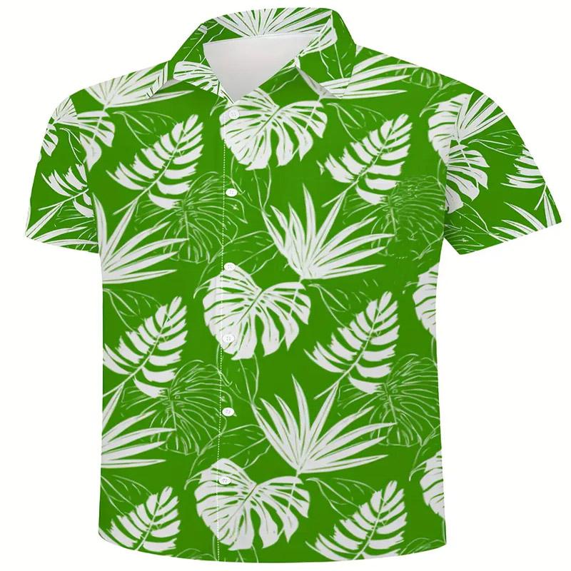 Men's Hawaiian Short Sleeved Casual Shirt with Digital Printing for Vacation Style, Suitable for Outdoor Activities