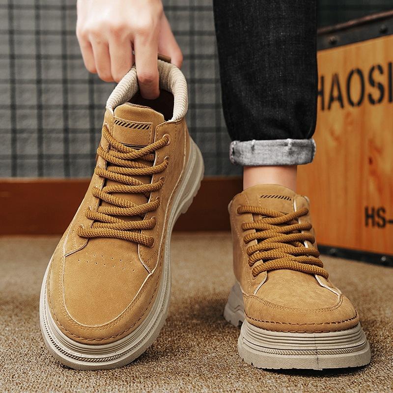 Martin Boots Fashion High-top Tooling Men's Shoes Increase Height Autumn New Leather Trendy Shoes