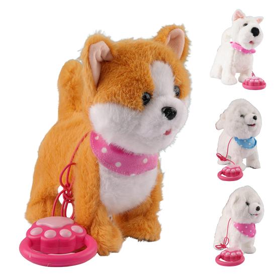 Interactive Walking Plush Puppy Toy with Touch Sensing Tongue Licking Motion Lifelike Sounds Electric Dog Plushie with Leash Simulation Stuffed