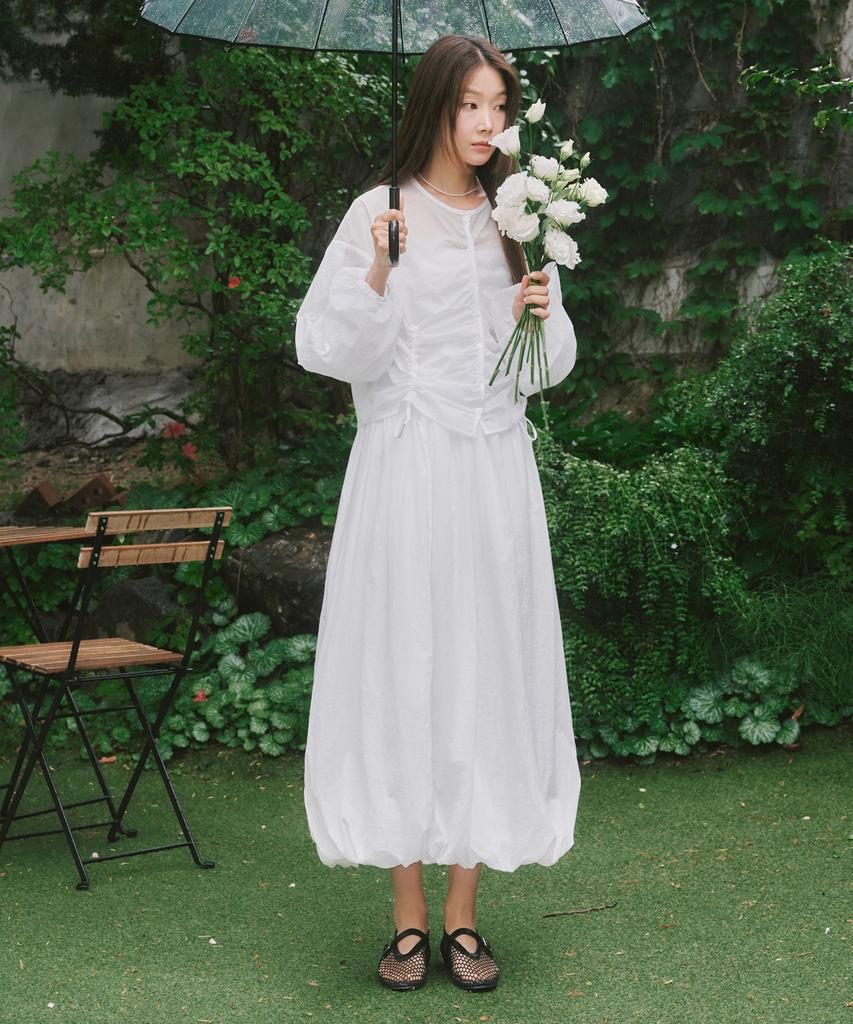Rosiro Balloon Long Skirt White